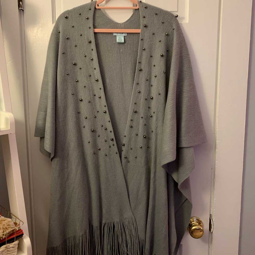 Beautiful Gray Wrap w/ Pearl Accents
